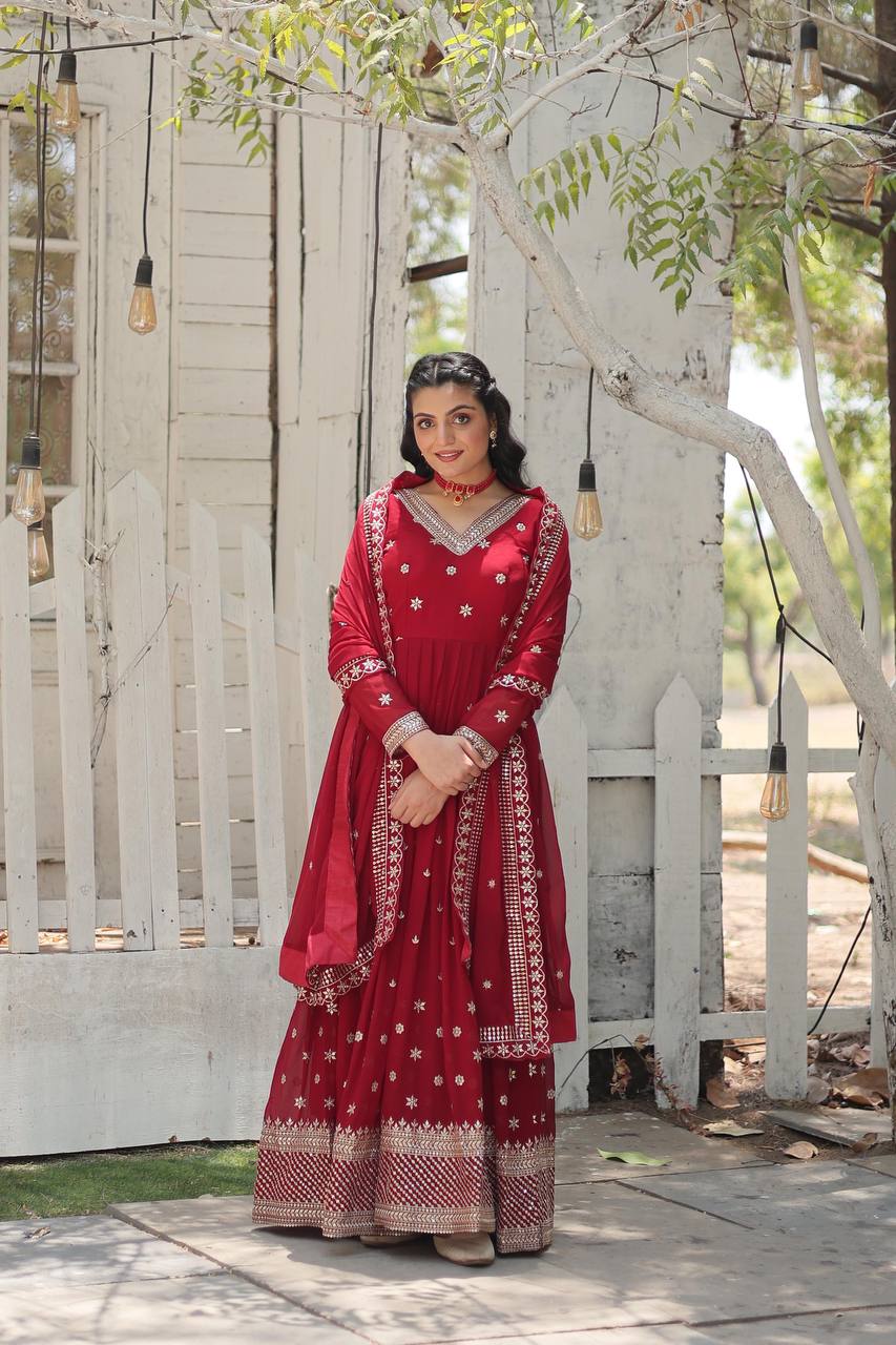 Eloriya Radhika's Anarkali Suit Sut .Td-158 - MEHROON | Eloriya India