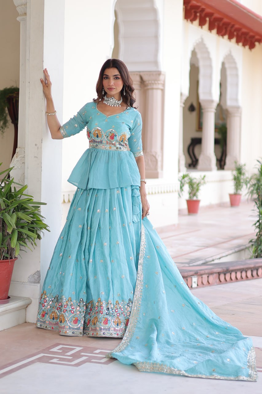 Eloriya Luxury Thread & Sequins Readymade Lehenga Set | Eloriya India