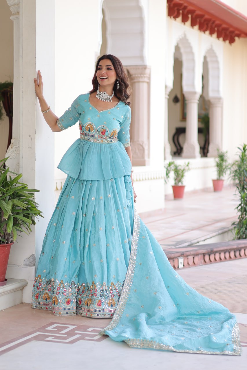 Eloriya Luxury Thread & Sequins Readymade Lehenga Set | Eloriya India