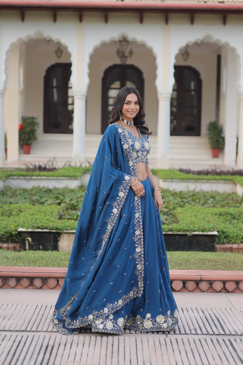 Eloriya Luxury Thread & Sequins Readymade Lehenga Set | Eloriya India
