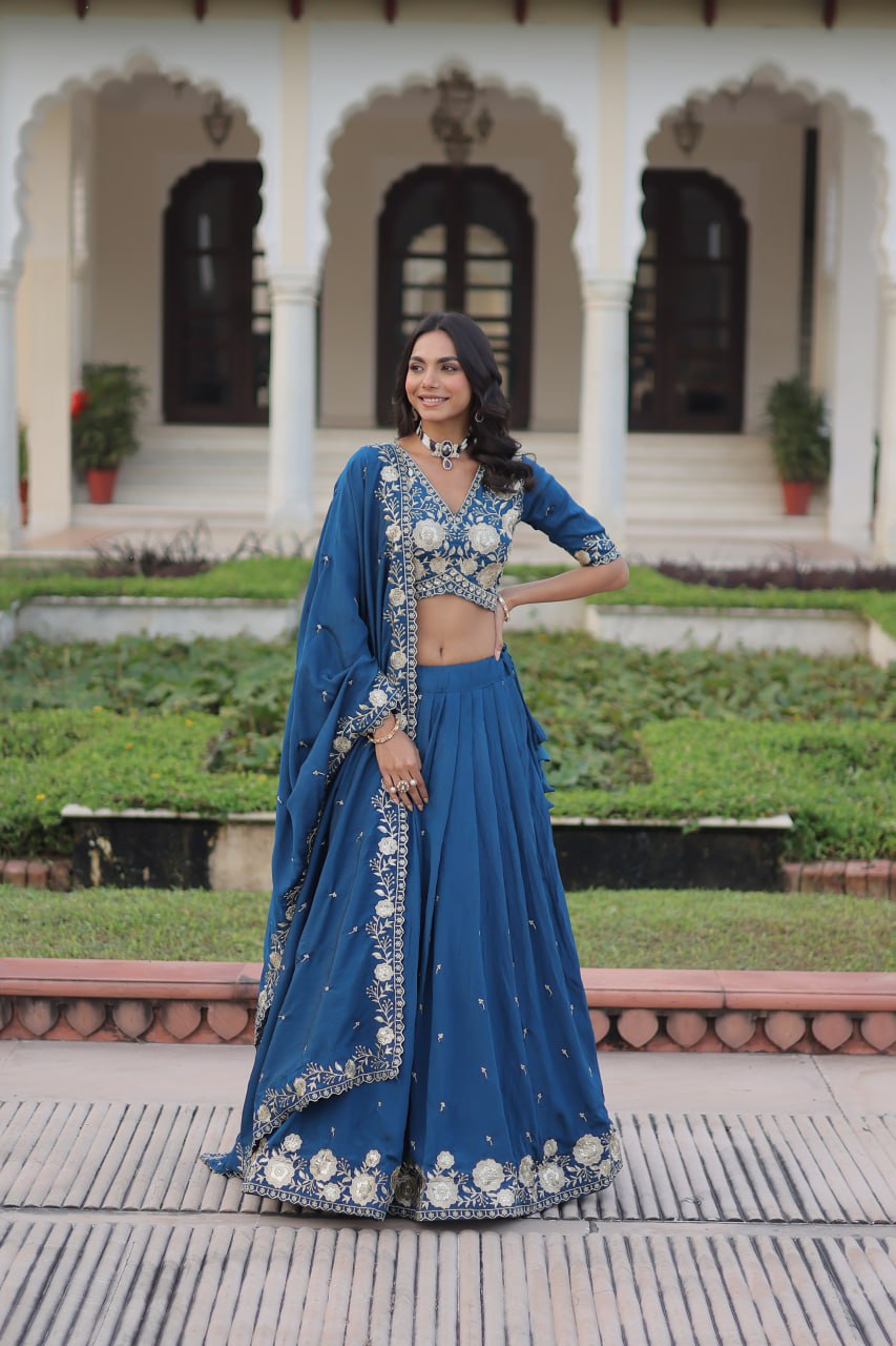 Eloriya Luxury Thread & Sequins Readymade Lehenga Set | Eloriya India