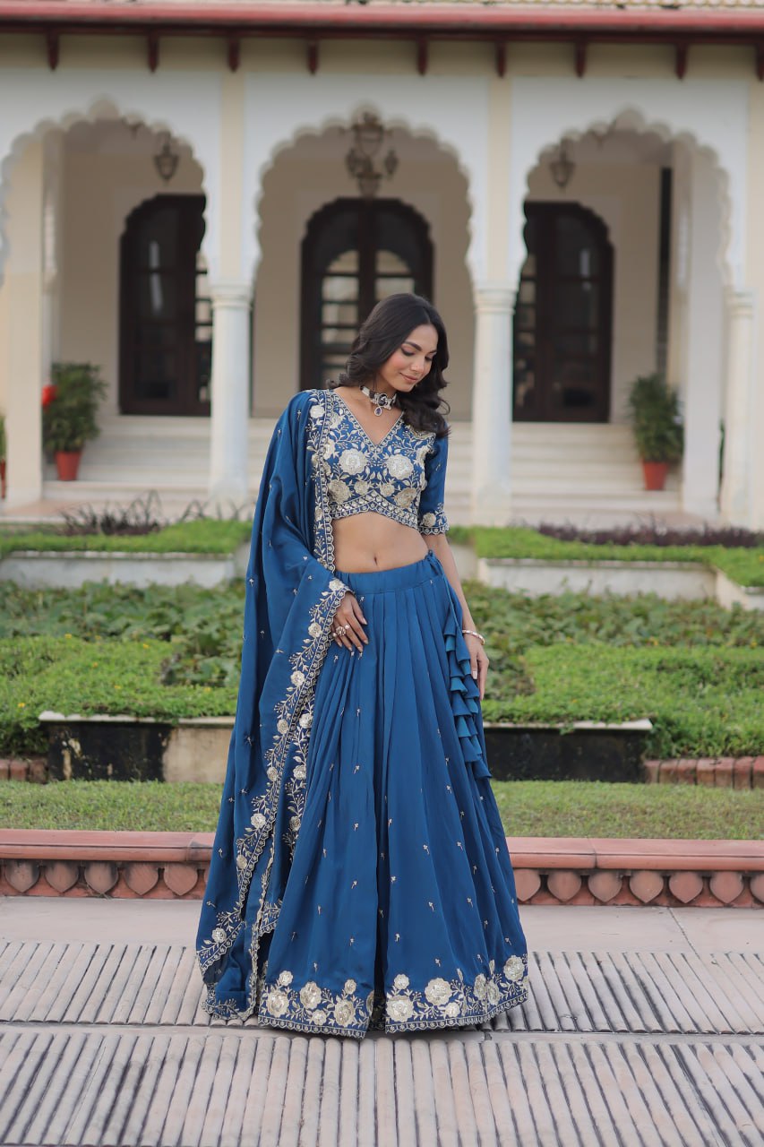 Eloriya Luxury Thread & Sequins Readymade Lehenga Set | Eloriya India