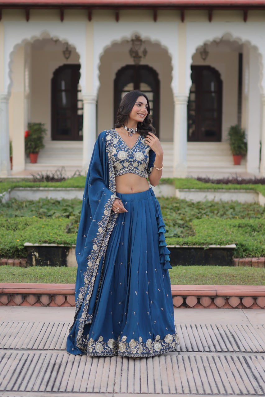 Eloriya Luxury Thread & Sequins Readymade Lehenga Set | Eloriya India
