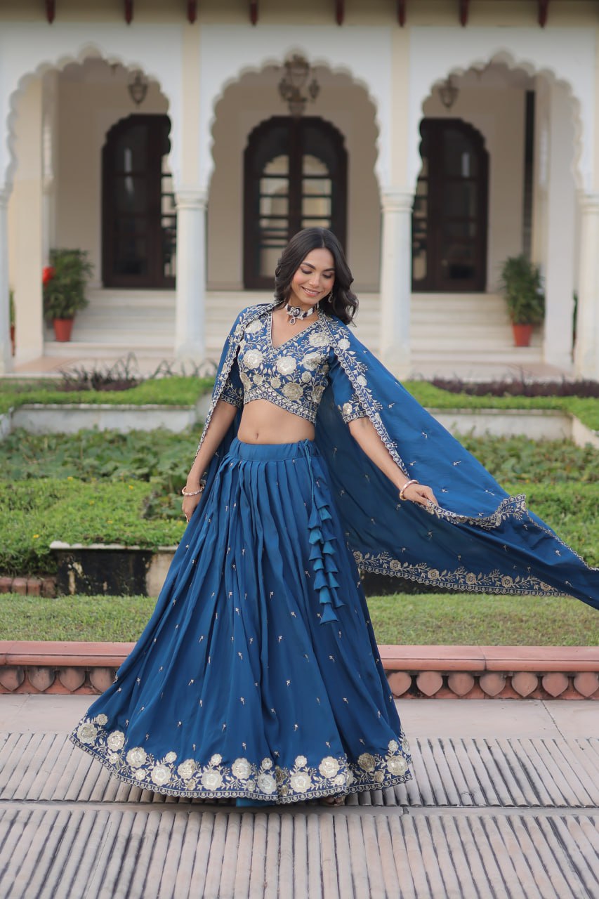 Eloriya Luxury Thread & Sequins Readymade Lehenga Set | Eloriya India