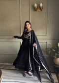 Eloriya Noor Black Heavy Embroidered Koti Designer Anarkali Set - L [40] | Eloriya India