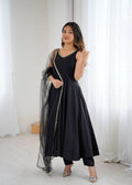 Eloriya Kiyara Black Color Anarkali Suit Set [Sleeves Fabric Attached] - 2XL [44] | Eloriya India