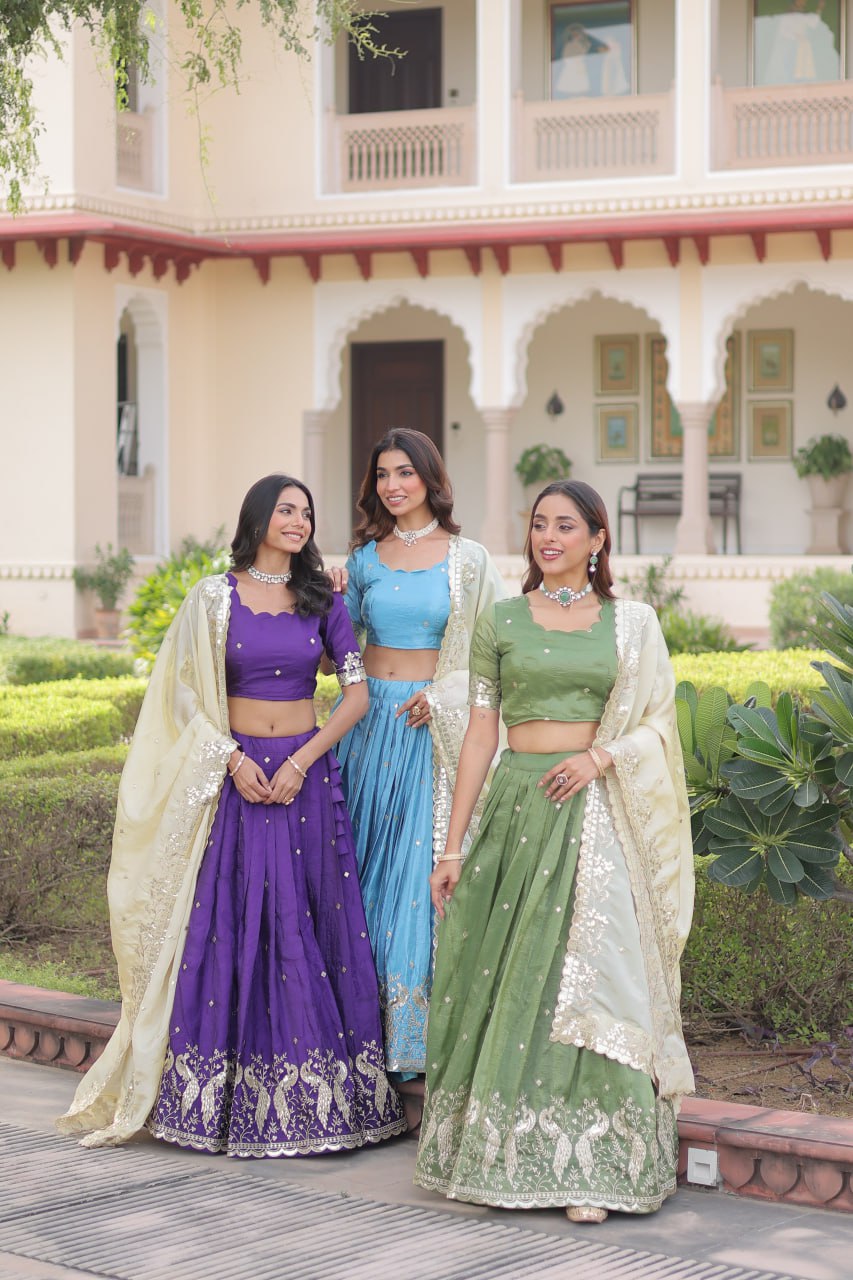 Eloriya Premium Quality Heavy Traditional Lehenga Choli - SKY | Eloriya India