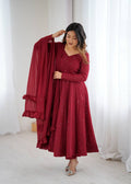 Eloriya Maroon Coloured Designer Anarkali Suit - XL [42] | Eloriya India
