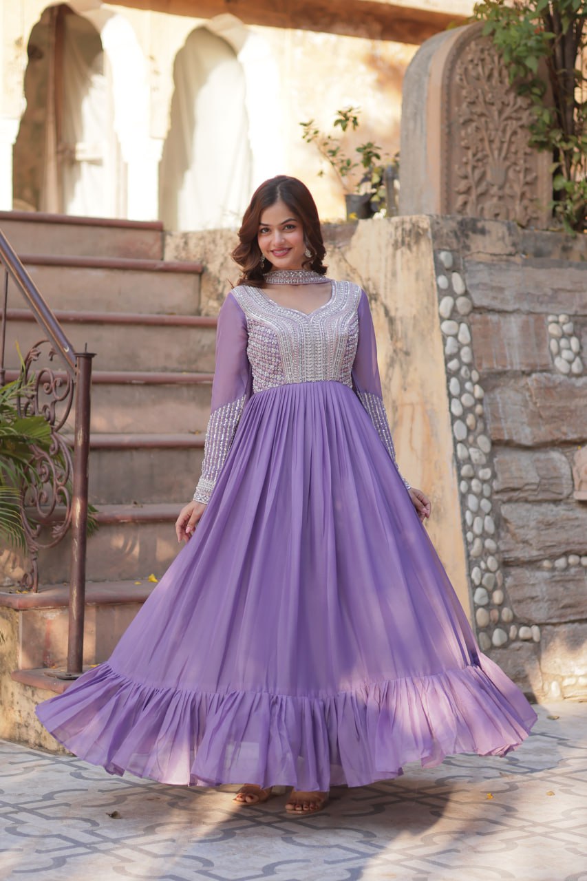Eloriya Stuti Premium Quality Anarkali Gown - Purple | Eloriya India