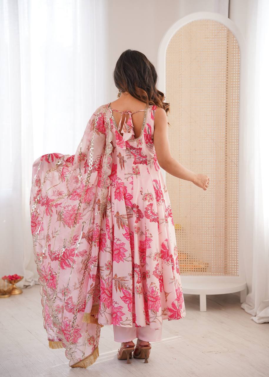 Eloriya Hemaxi's Floral Print Straight Kali Cut Anarkali Suit | Eloriya India