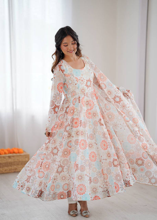 Eloriya Athya's Lightweight Floral Party Anarkali Suit Set - S [36] | Eloriya India