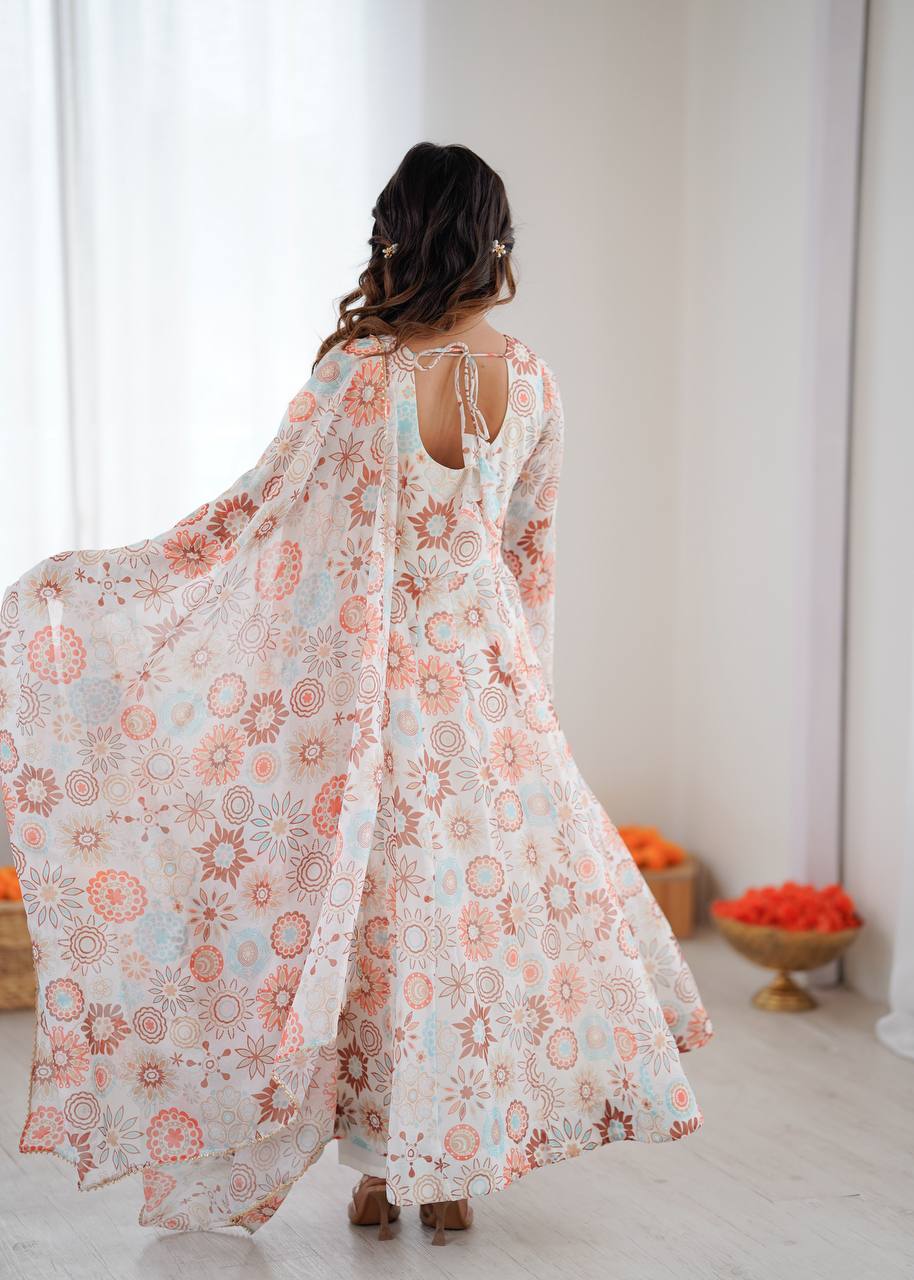 Eloriya Athya's Lightweight Floral Party Anarkali Suit Set | Eloriya India