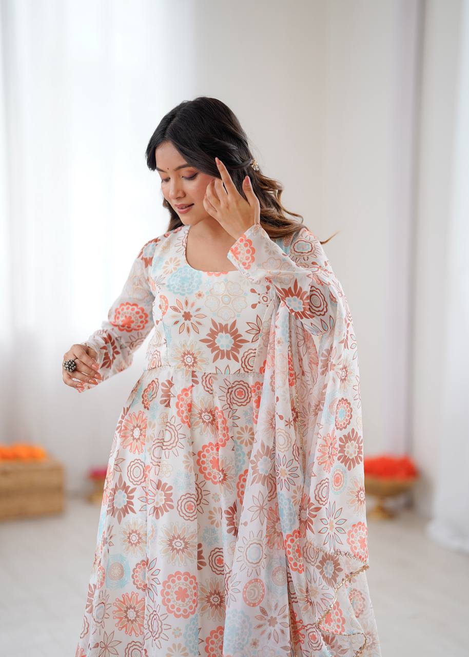 Eloriya Athya's Lightweight Floral Party Anarkali Suit Set | Eloriya India