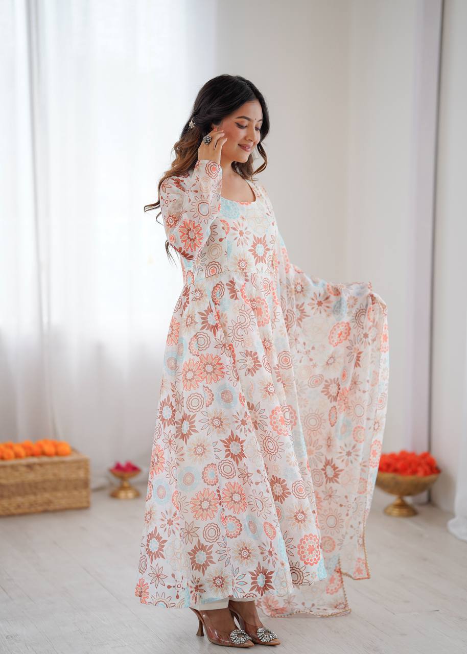 Eloriya Athya's Lightweight Floral Party Anarkali Suit Set - XL [42] | Eloriya India