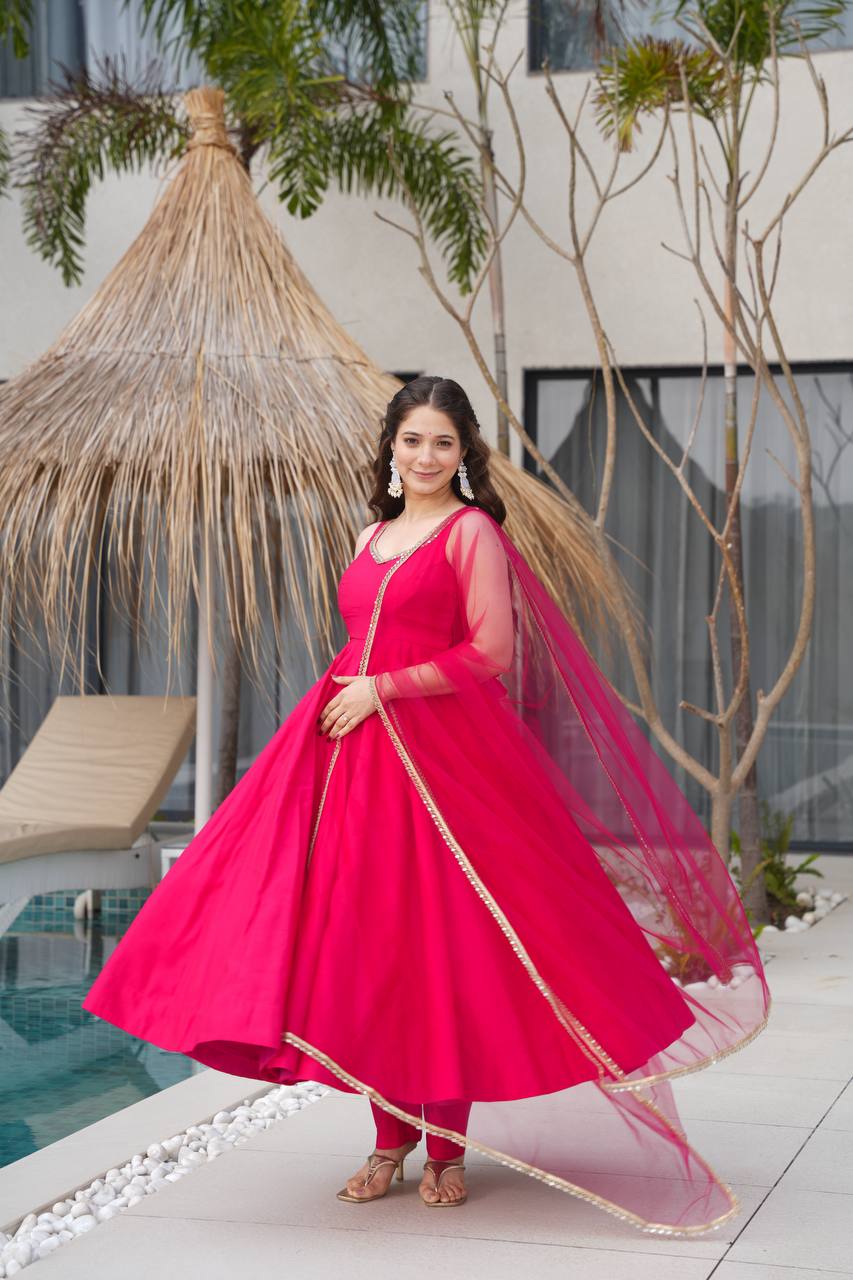 Eloriya Pallavi Pink Color Anarkali Suit Set - XS [34] | Eloriya India