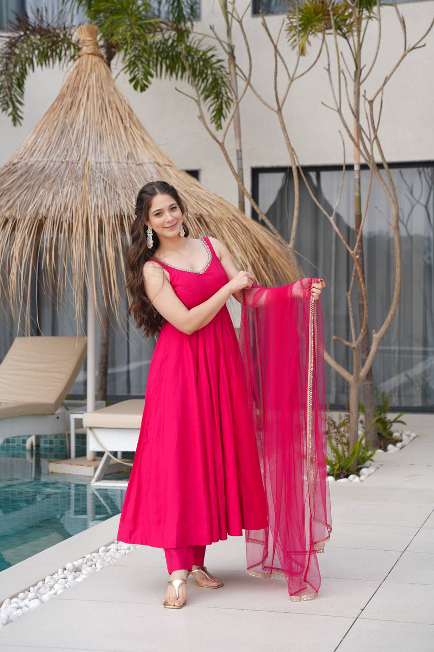 Eloriya Pallavi Pink Color Anarkali Suit Set - S [36] | Eloriya India