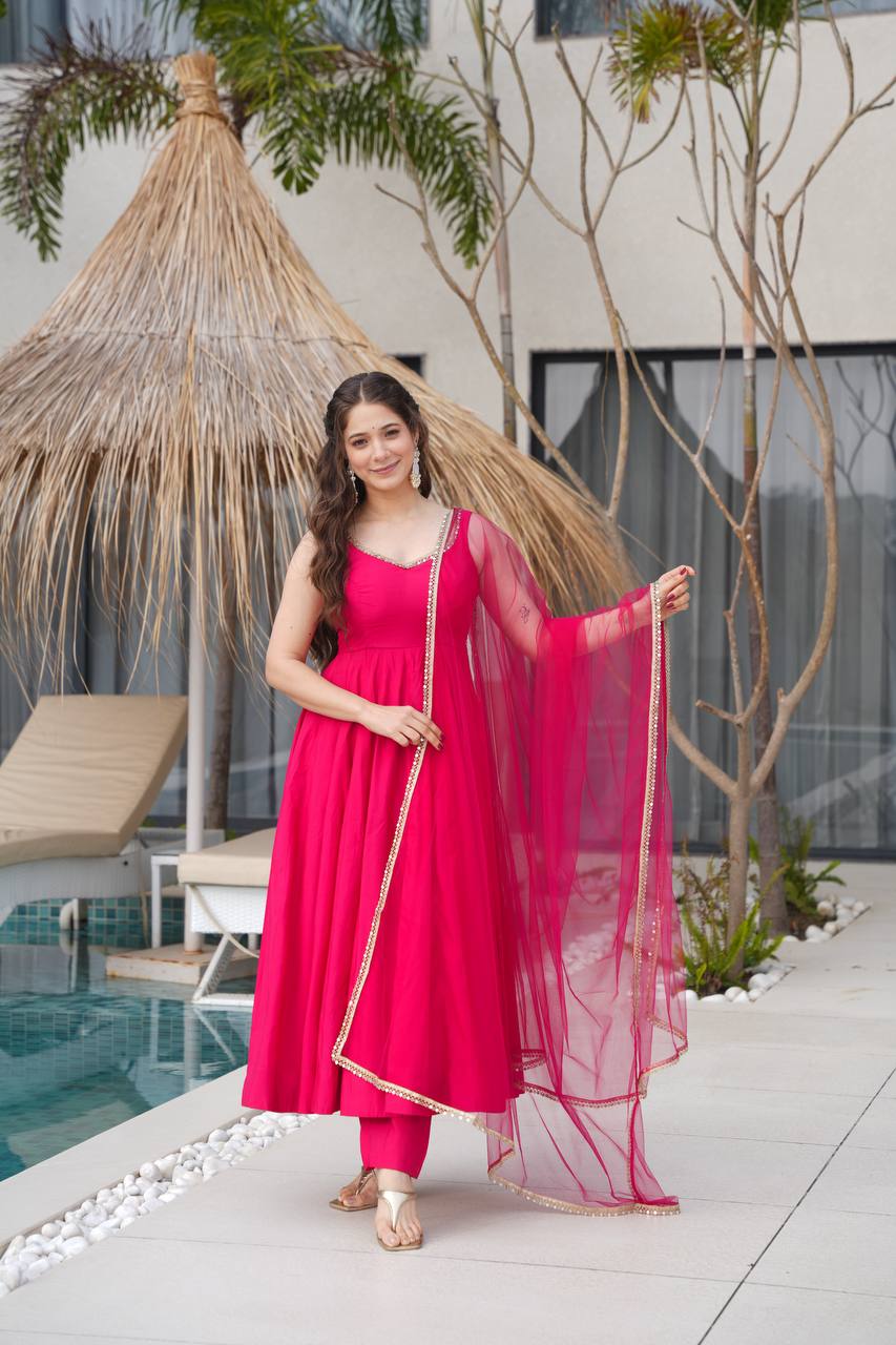 Eloriya Pallavi Pink Color Anarkali Suit Set - XL [42] | Eloriya India