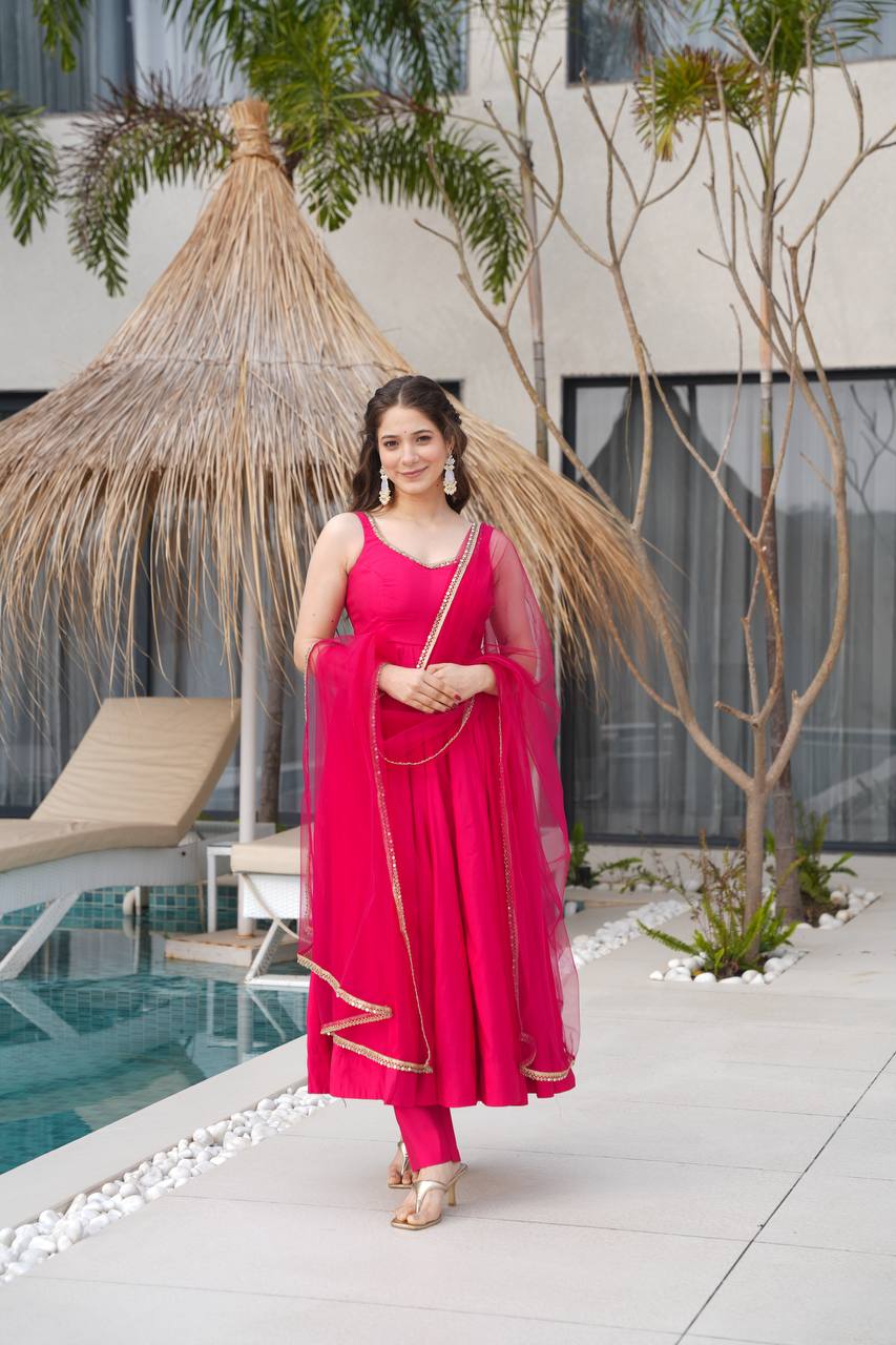 Eloriya Pallavi Pink Color Anarkali Suit Set - M [38] | Eloriya India