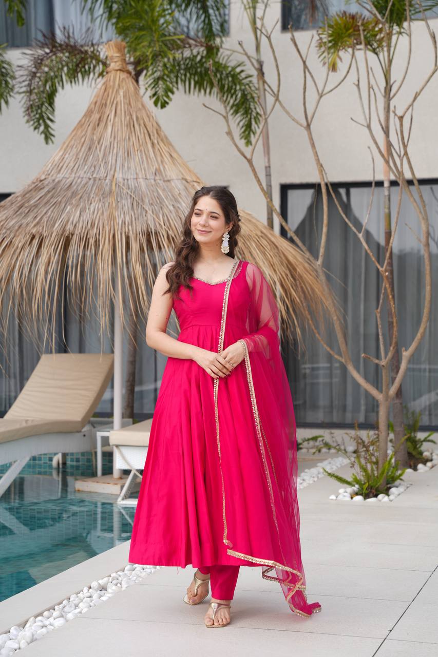 Eloriya Pallavi Pink Color Anarkali Suit Set - 2XL [44] | Eloriya India