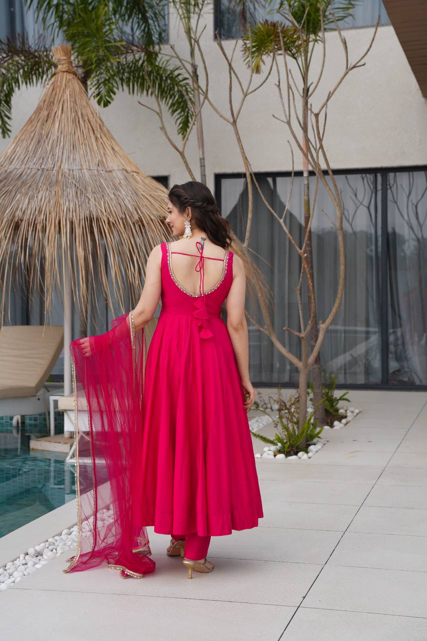 Eloriya Pallavi Pink Color Anarkali Suit Set - L [40] | Eloriya India