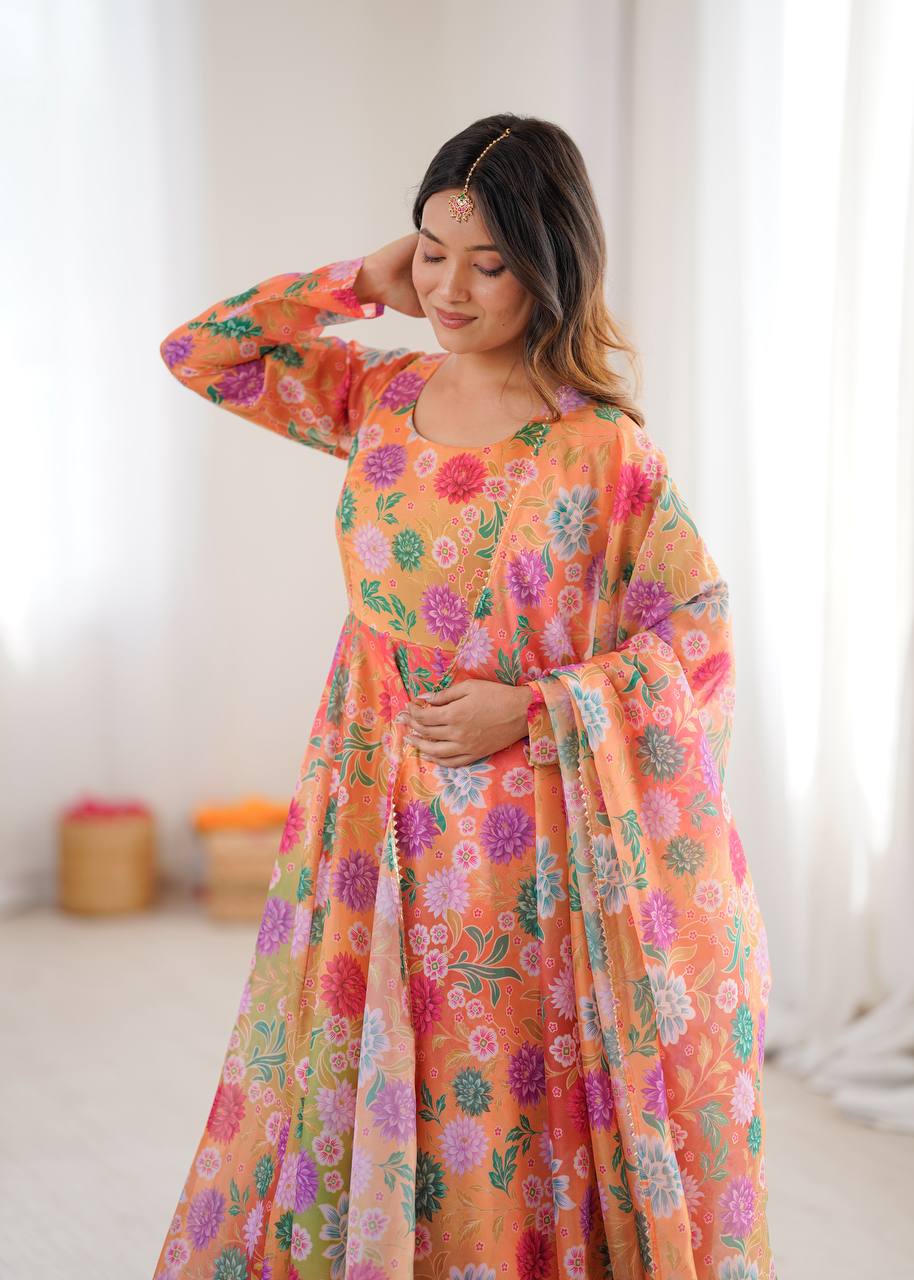 Eloriya Hirva's Pastel Floral Flow Gown Set | Eloriya India