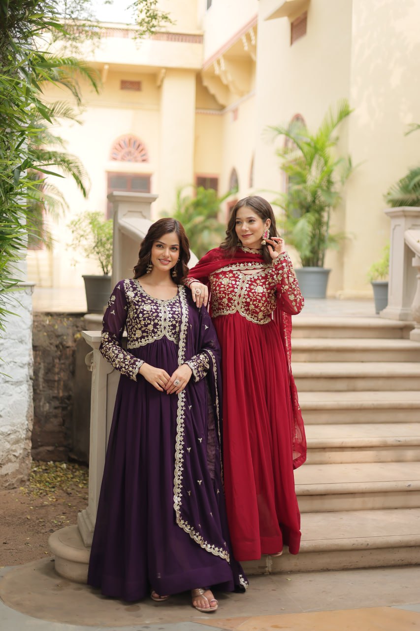 Eloriya Payal's Blooming Gown With Sequins-Multi Embroidered Work L9195 | Eloriya India