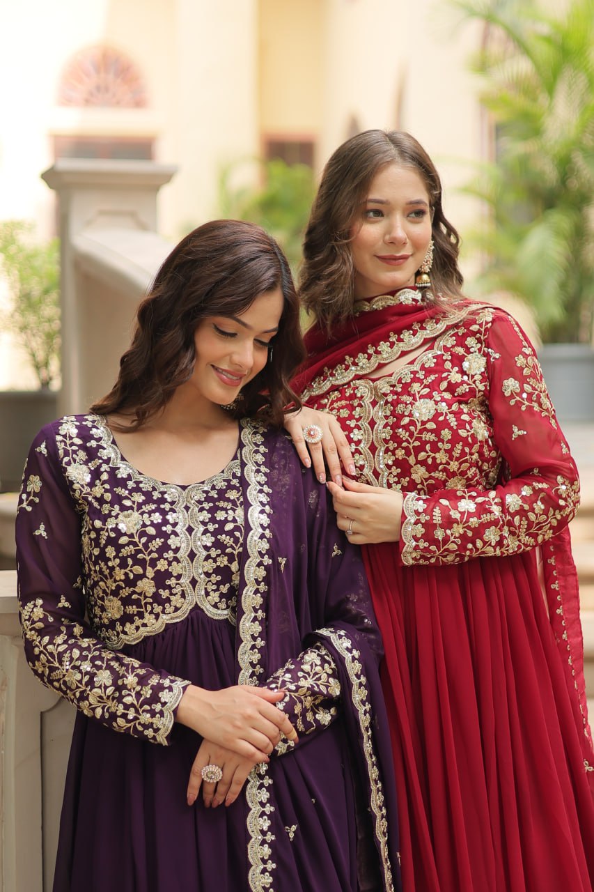 Eloriya Payal's Blooming Gown With Sequins-Multi Embroidered Work L9195 | Eloriya India
