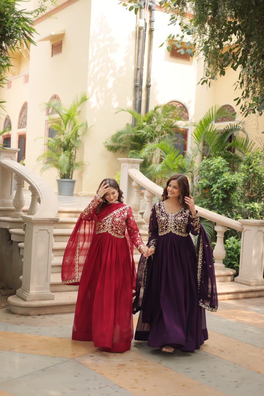 Eloriya Payal's Blooming Gown With Sequins-Multi Embroidered Work L9195 | Eloriya India