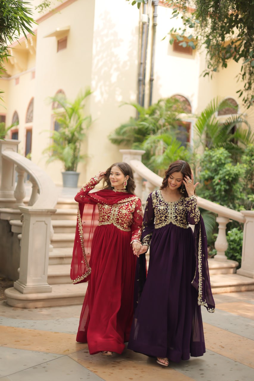 Eloriya Payal's Blooming Gown With Sequins-Multi Embroidered Work L9195 | Eloriya India