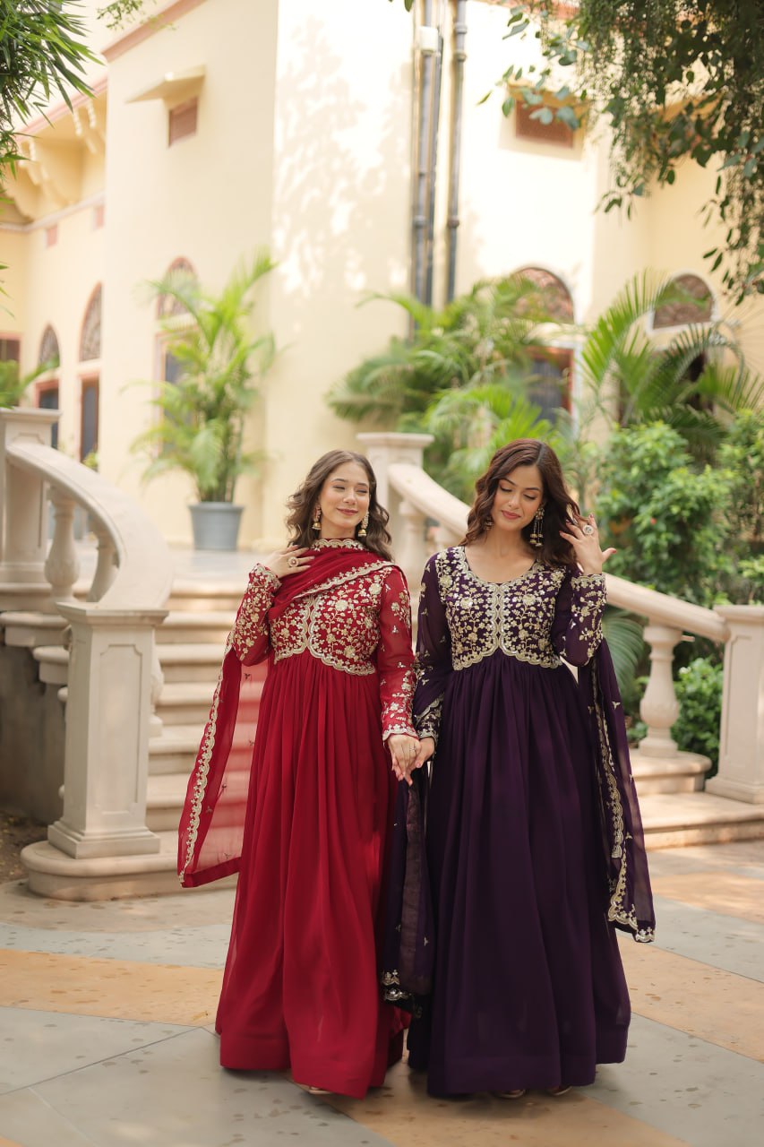 Eloriya Payal's Blooming Gown With Sequins-Multi Embroidered Work L9195 | Eloriya India