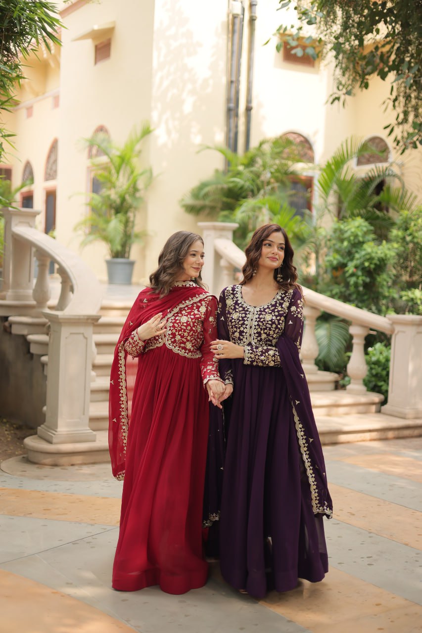 Eloriya Payal's Blooming Gown With Sequins-Multi Embroidered Work L9195 | Eloriya India