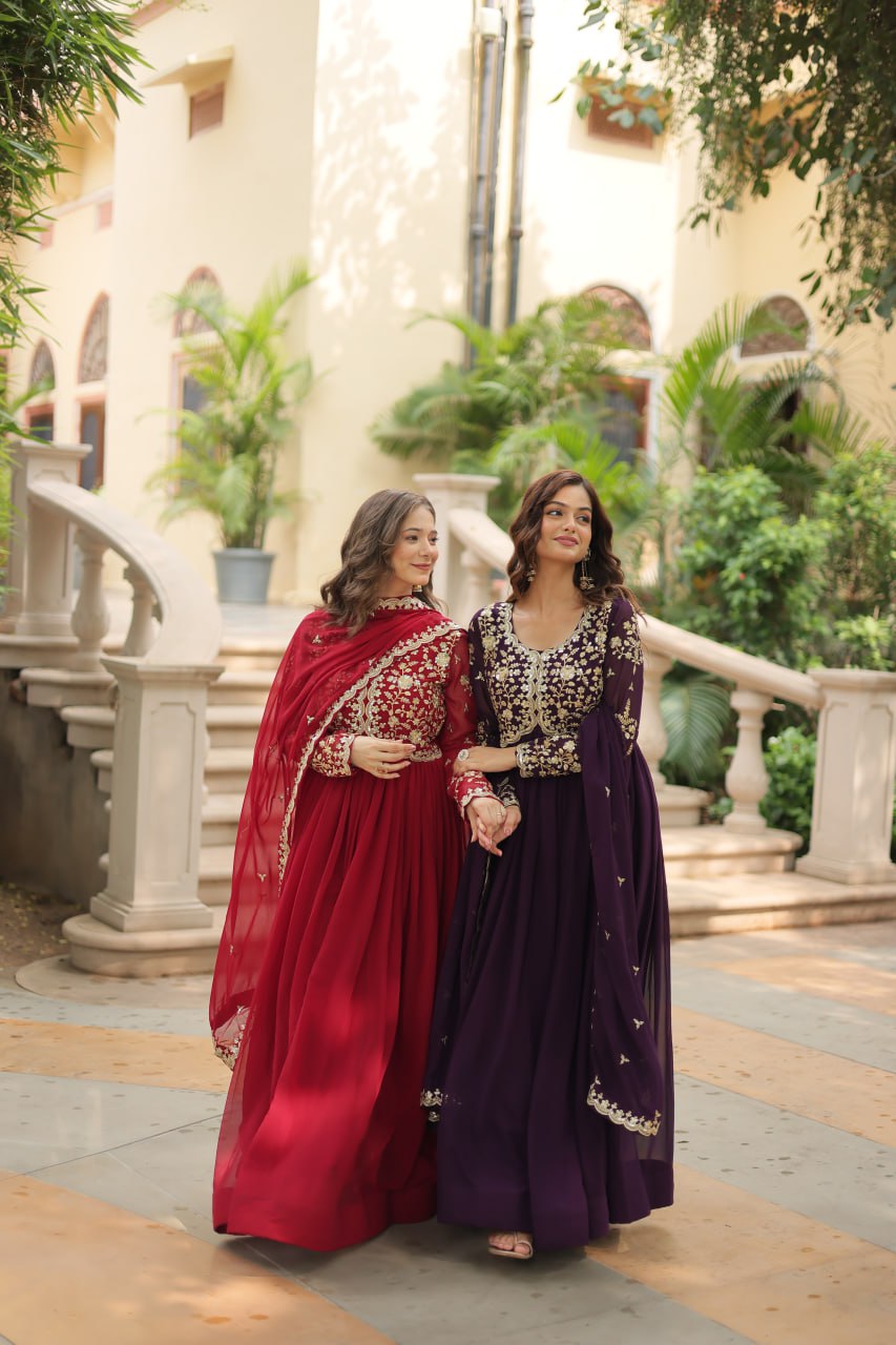 Eloriya Payal's Blooming Gown With Sequins-Multi Embroidered Work L9195 | Eloriya India