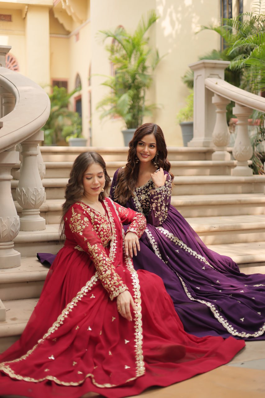Eloriya Payal's Blooming Gown With Sequins-Multi Embroidered Work L9195 | Eloriya India