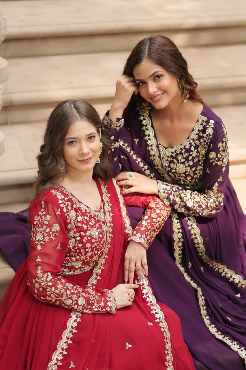 Eloriya Payal's Blooming Gown With Sequins-Multi Embroidered Work L9195 | Eloriya India