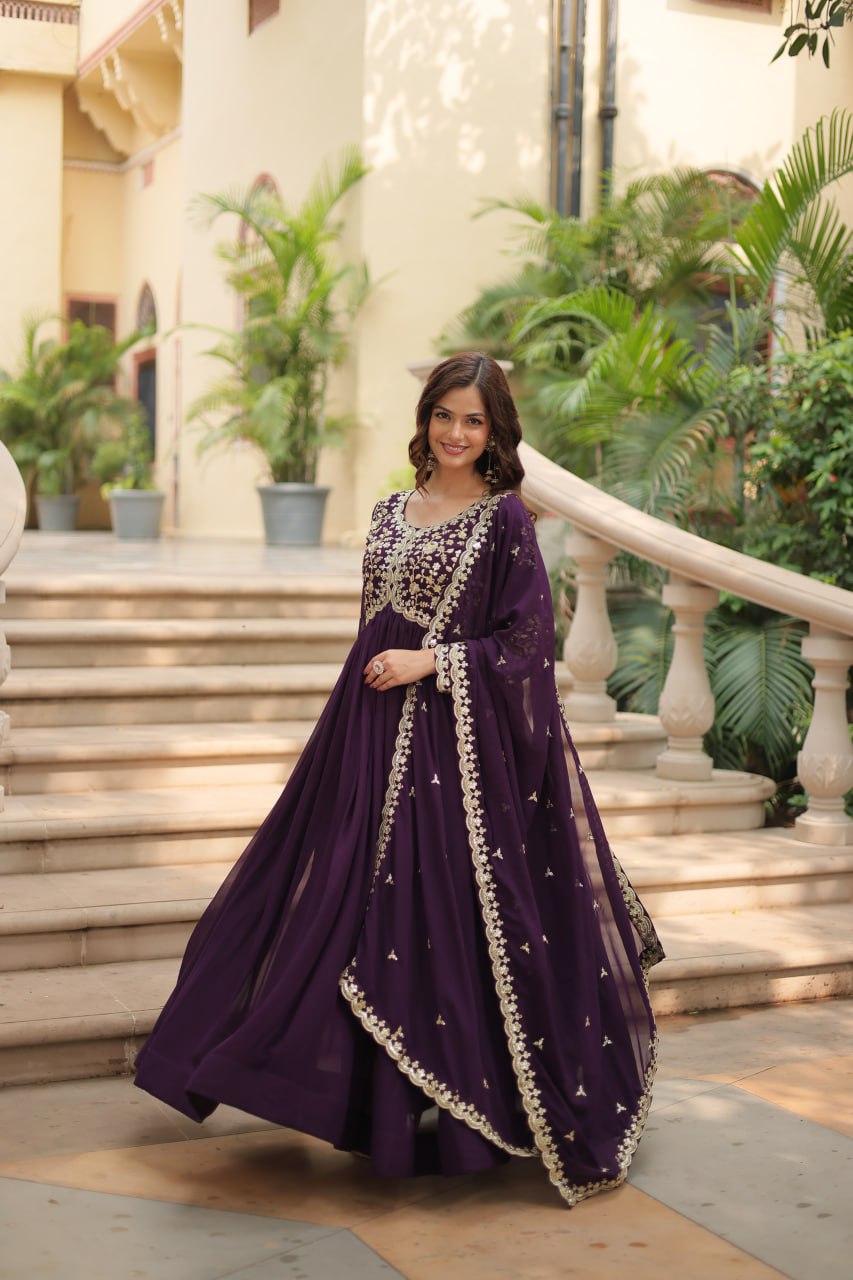 Eloriya Payal's Blooming Gown With Sequins-Multi Embroidered Work L9195 - M [38] | Eloriya India