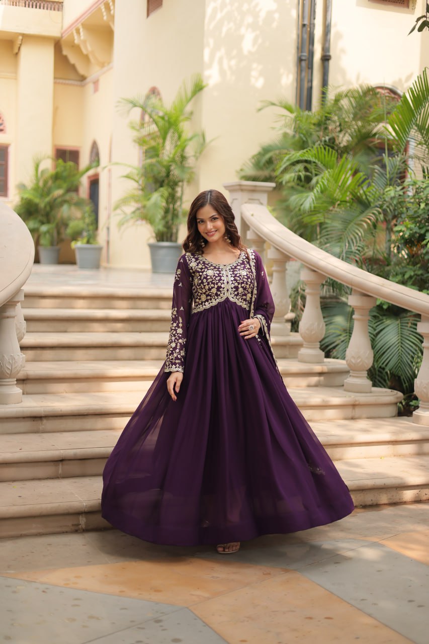 Eloriya Payal's Blooming Gown With Sequins-Multi Embroidered Work L9195 | Eloriya India