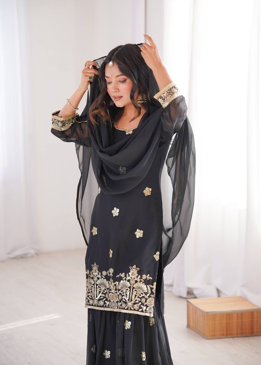 Eloriya Priya's Designer Sequin Sharara Set - 2XL [44] | Eloriya India