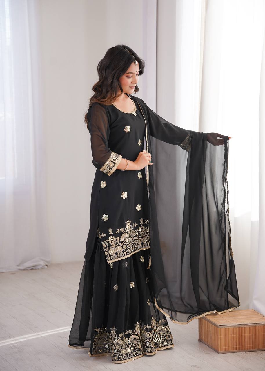 Eloriya Priya's Designer Sequin Sharara Set - XL [42] | Eloriya India