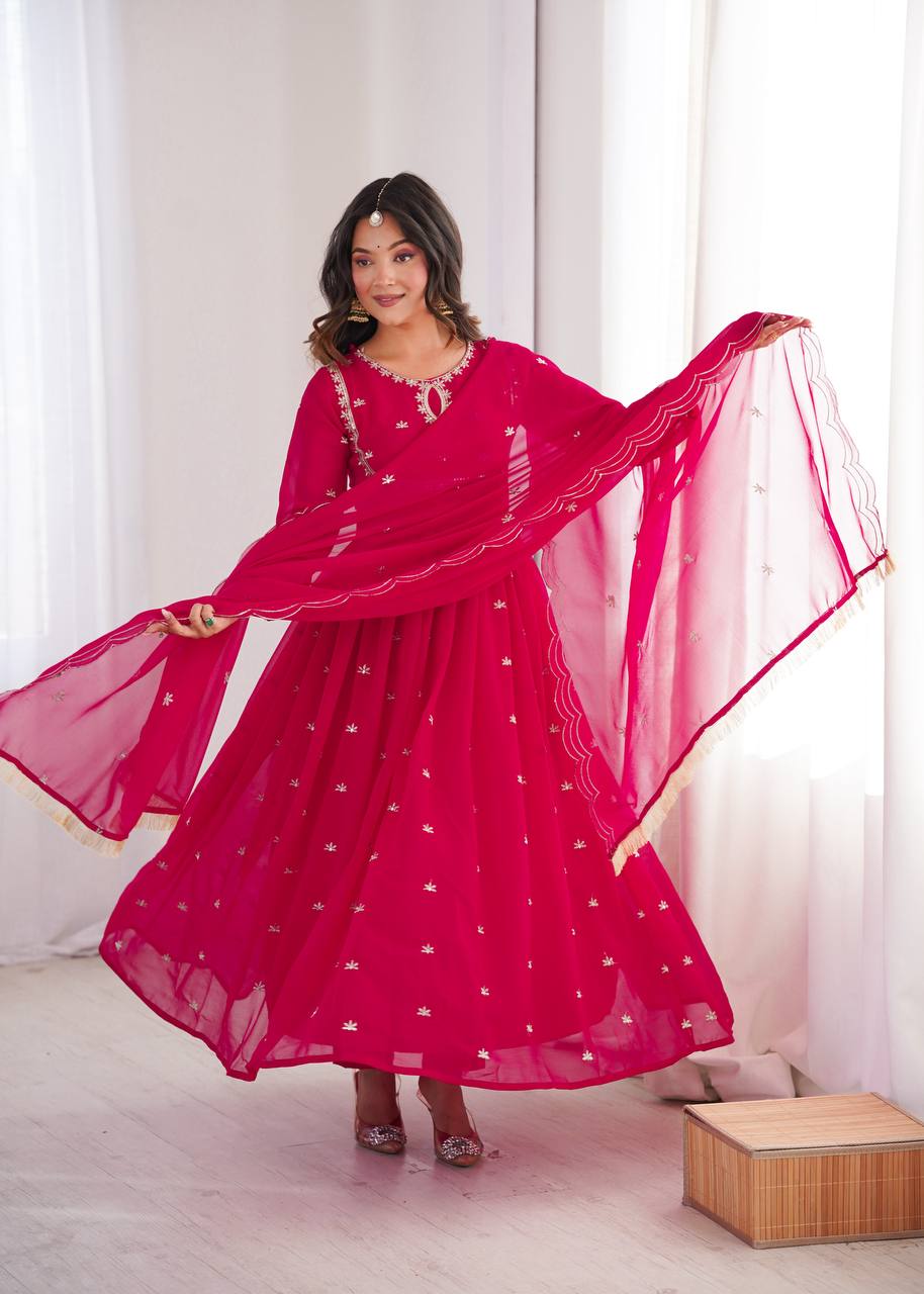 Eloriya Janvi's Sequin Embroidered Georgette Gown Set | Eloriya India