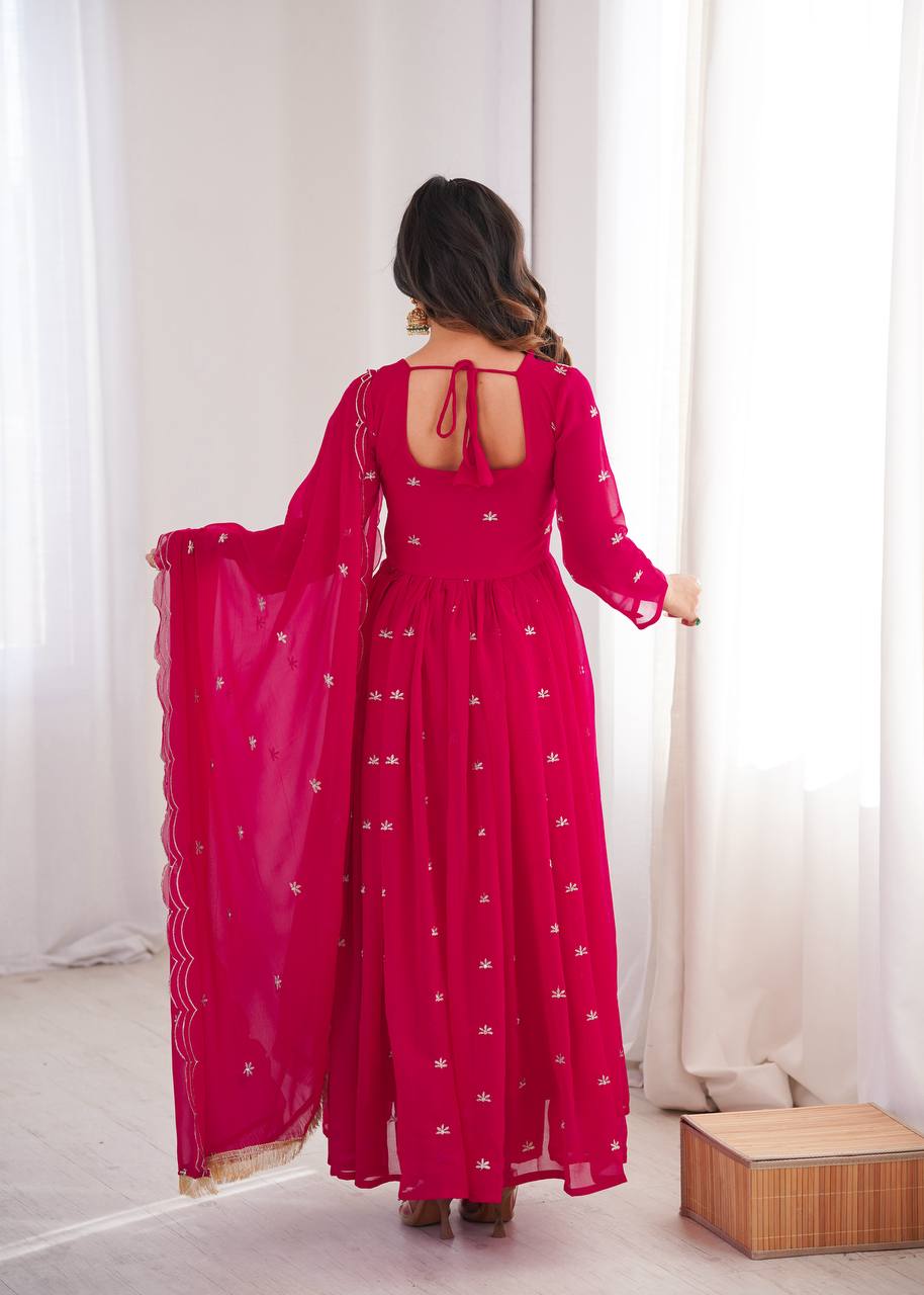 Eloriya Janvi's Sequin Embroidered Georgette Gown Set | Eloriya India