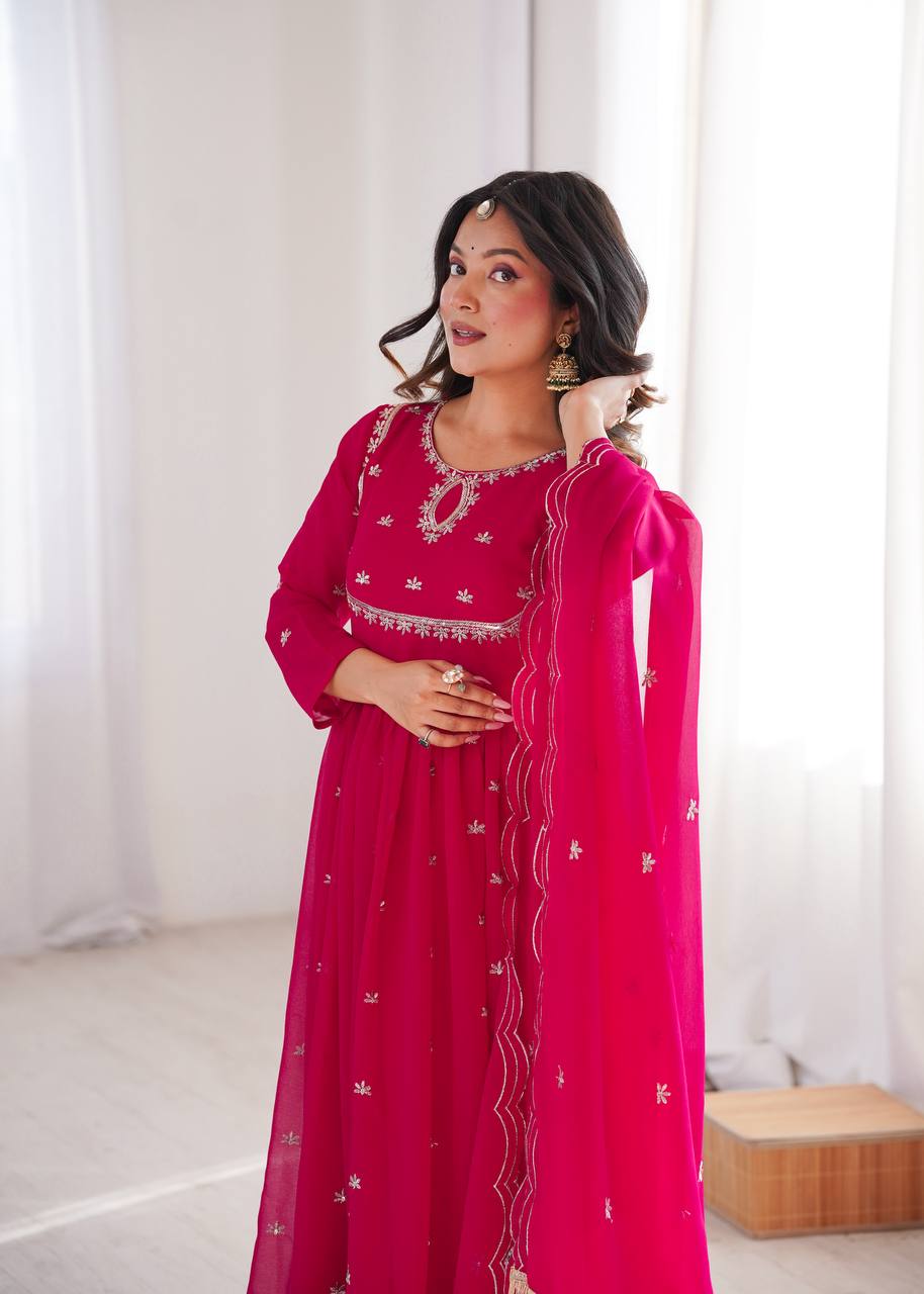 Eloriya Janvi's Sequin Embroidered Georgette Gown Set - XL [42] | Eloriya India