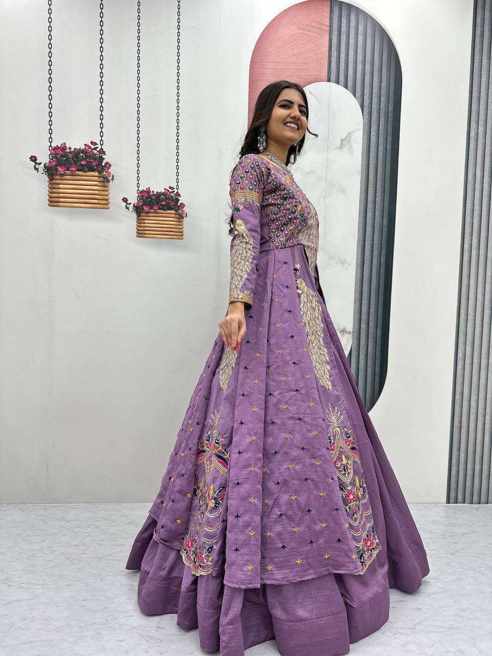 Eloriya Premium Quality Heavy Traditional Crop Top With Shrug With Color - Rama | Eloriya India