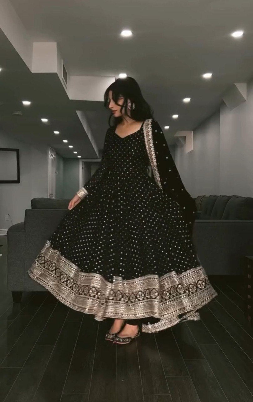 Eloriya Barkha S Black Coloured Anarkali Suit Set - S [36] | Eloriya India