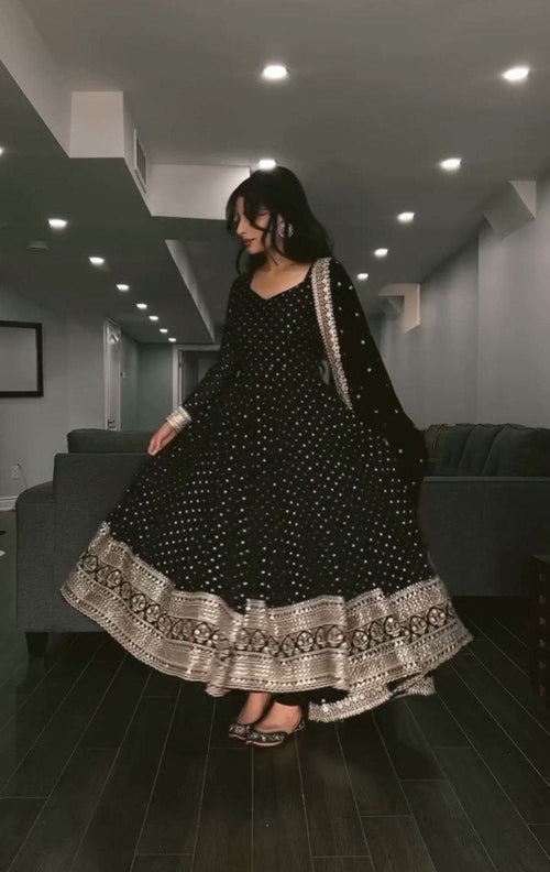 Eloriya Barkha S Black Coloured Anarkali Suit Set - S [36] | Eloriya India