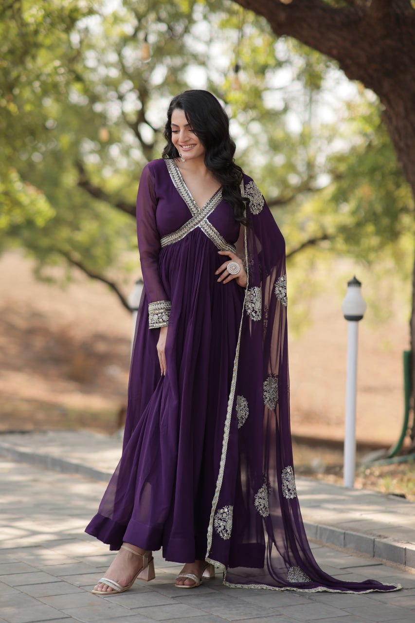Eloriya Shiwani Premium Readymade Alia Cut Gown With Dupatta Set Ka-1107 | Eloriya India