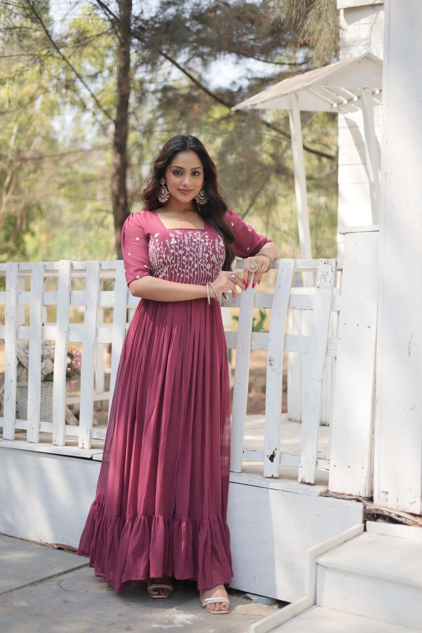 Eloriya Partywear Embroidered Work Gown Ka-1109 | Eloriya India
