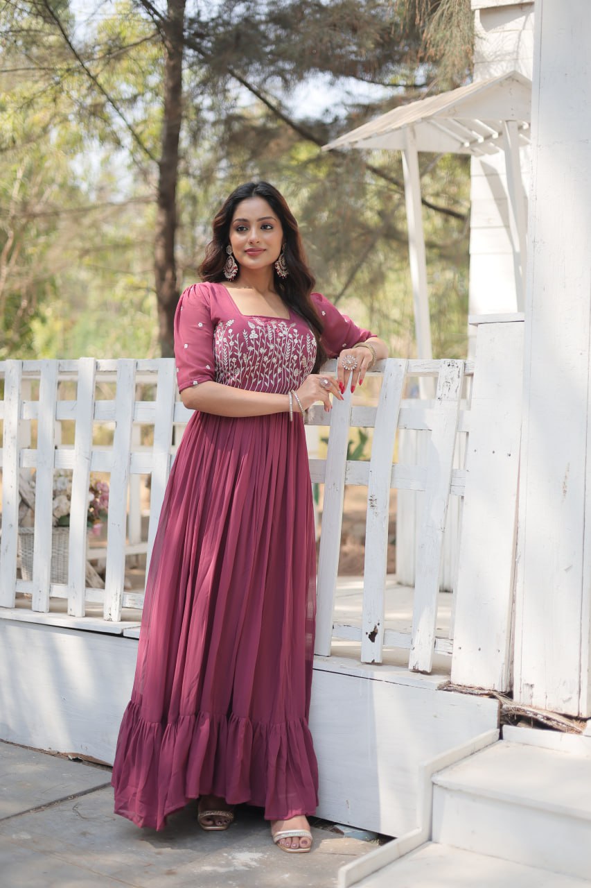 Eloriya Partywear Embroidered Work Gown Ka-1109 | Eloriya India