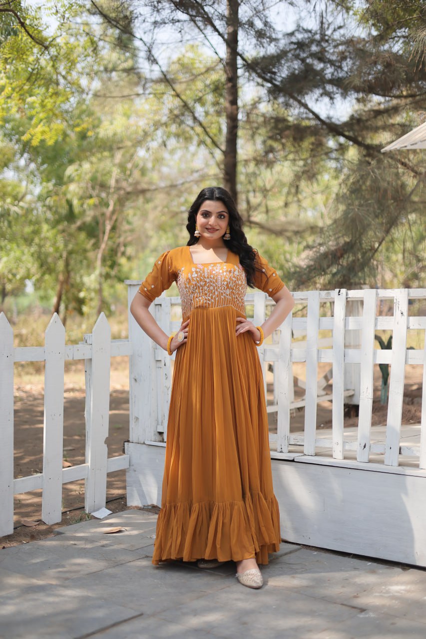 Eloriya Partywear Embroidered Work Gown Ka-1109 | Eloriya India