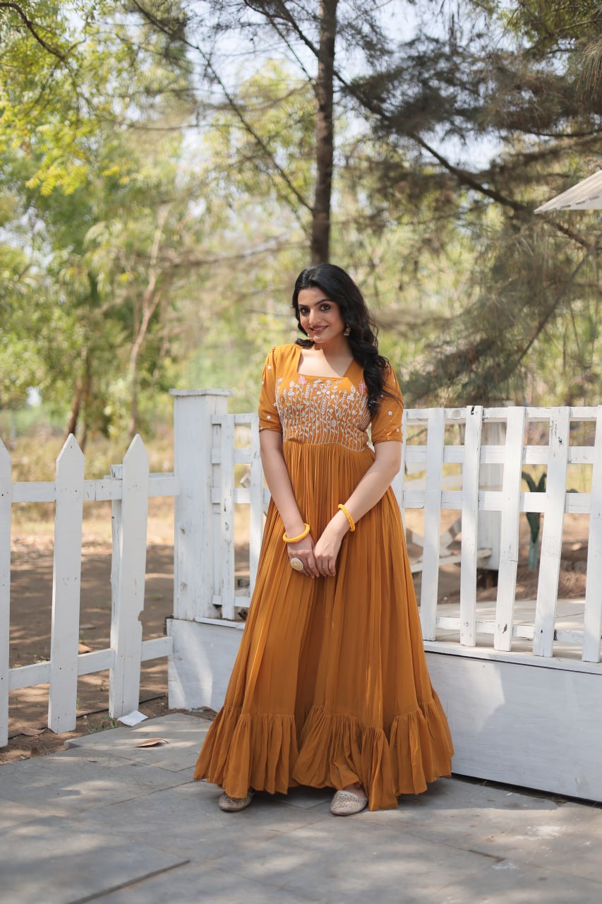 Eloriya Partywear Embroidered Work Gown Ka-1109 | Eloriya India