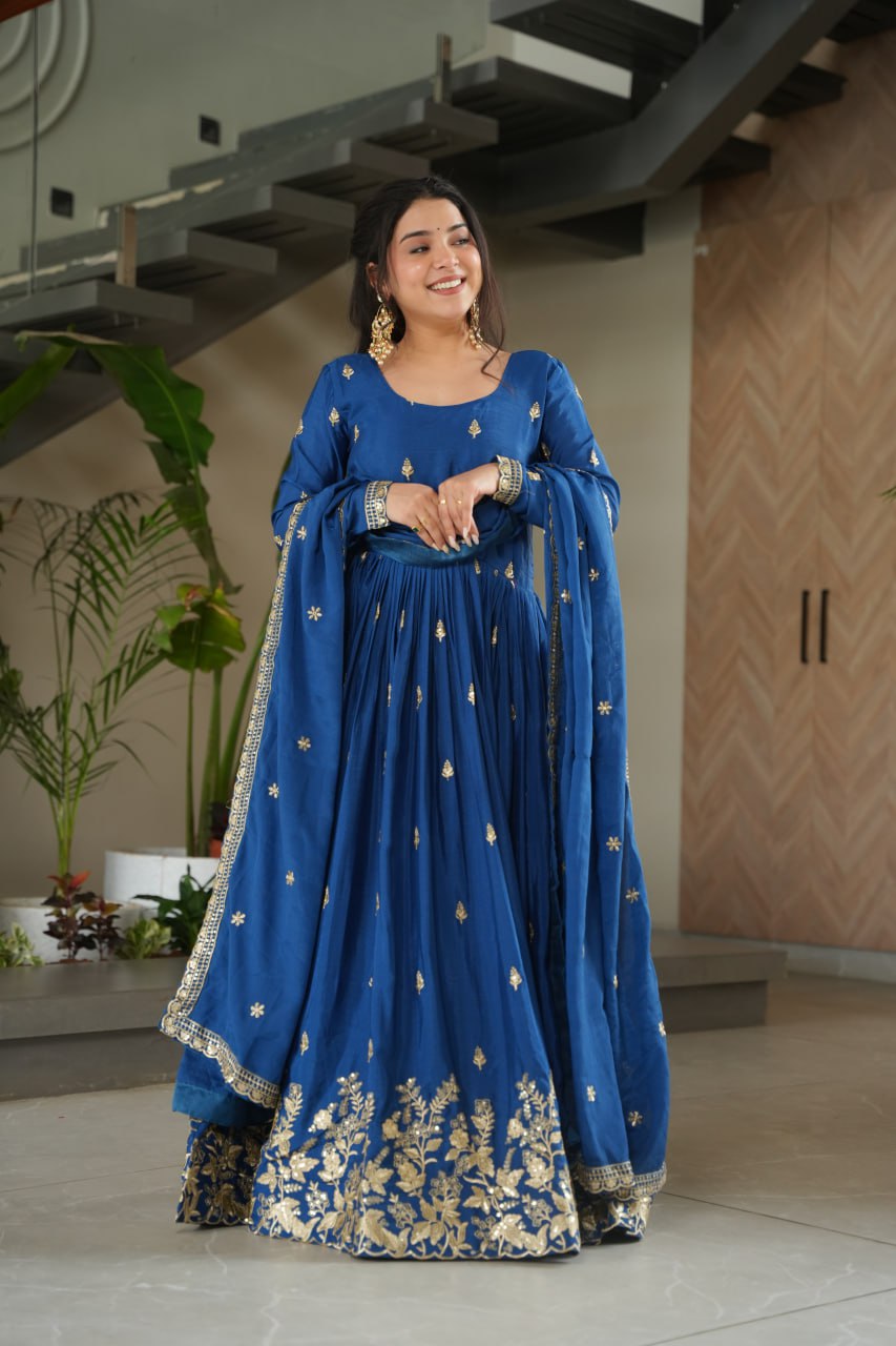 Eloriya New Designer Embroidered Zari Sequins Work Gown | Eloriya India